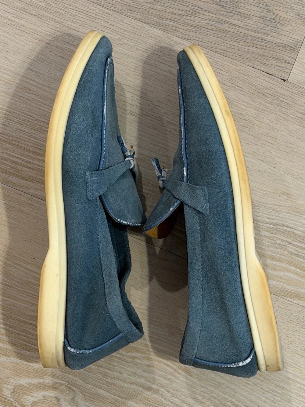 Loro Piana Teal Suede Tassel Loafers